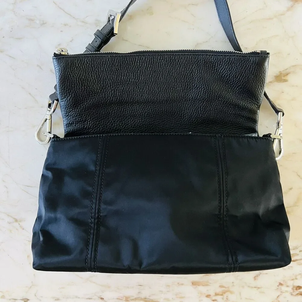 MICHAEL KORS Jane Black Nylon Leather Medium Shoulder Bag